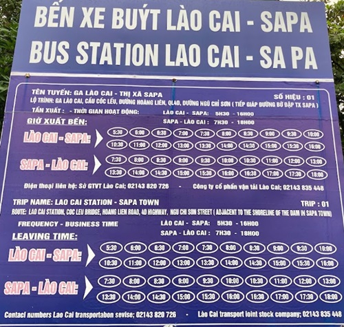 Bus Lao Cai to Sapa / Sapa to Lao Cai Old Schedule Bus Lao Cai to Sapa / Sapa to Lao Cai Old Schedule