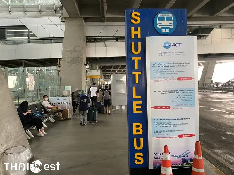 Free shuttle bus between Suvarnabhumi (BKK) and Don Mueang (DMK) airports