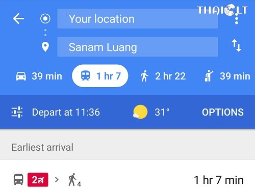 Bangkok Public Bus Map on Google