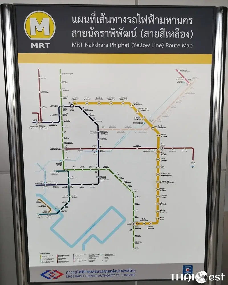 Bangkok MRT Yellow Line Route Map