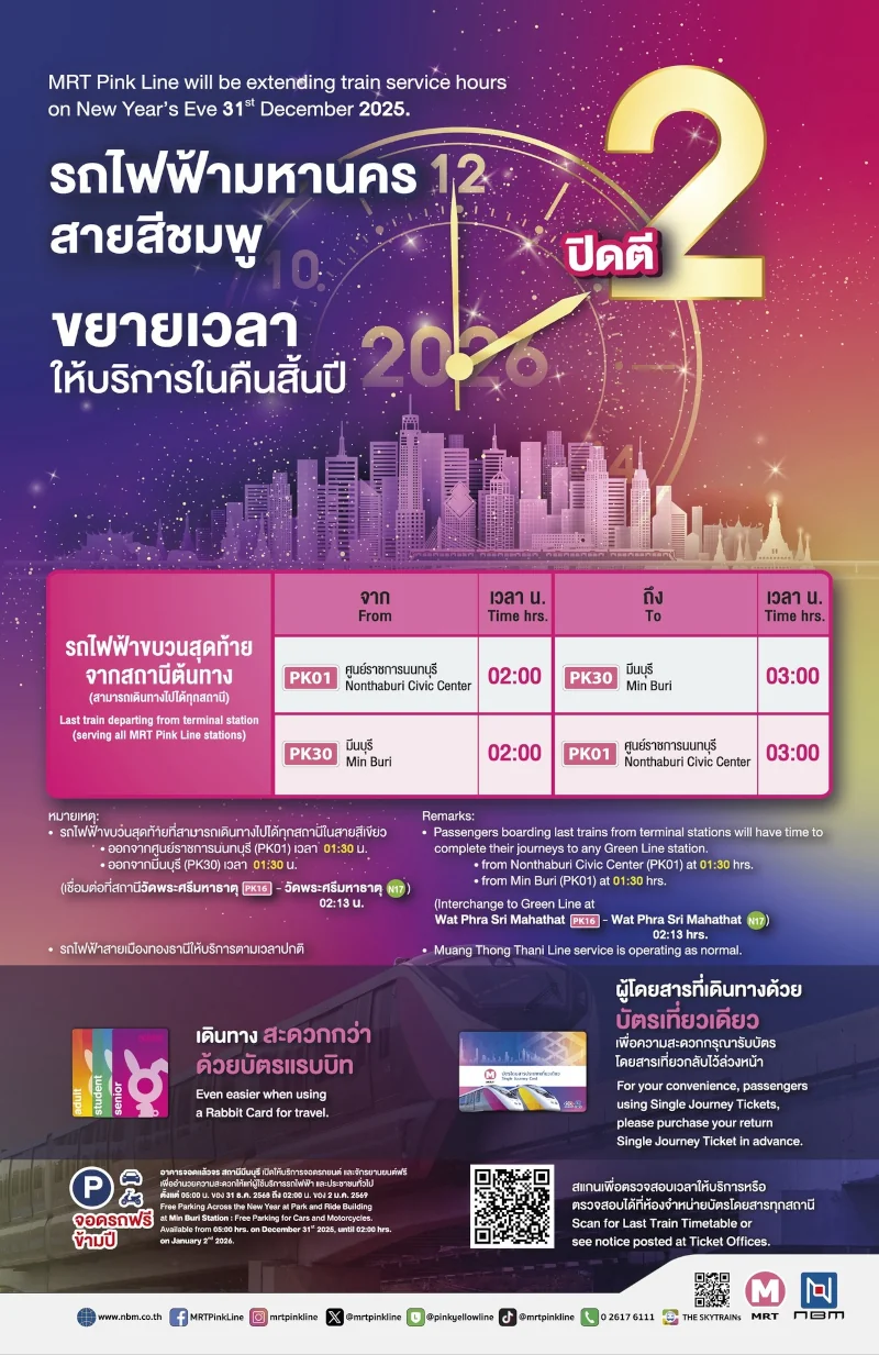 MRT Pink Line on New Year's Eve MRT Pink Line on New Year's Eve
